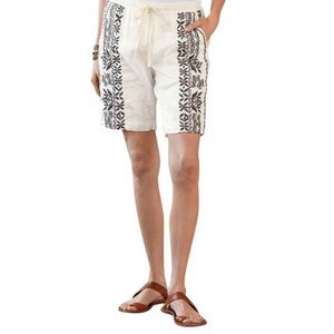 Johnny Was Geoffrey dark gray and white embroidered linen shorts style P81320-4